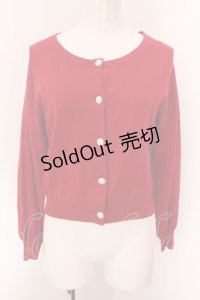 an another angelus / ローズガラス風釦ニットカーディガン  アカ O-25-02-18-055-CA-TO-IG-OS