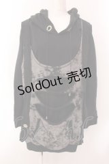 ALGONQUINS / レイヤードデザインニットーフーディ  ブラック×グレー O-25-02-18-1008-AL-TO-IG-OS