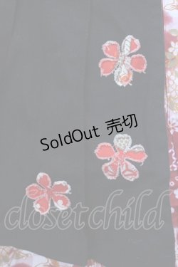 画像2: gouk / 和柄切り替えプリーツ巻きスカート  ブラック×レッド系 O-25-02-18-074-GO-SK-IG-OS