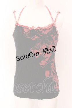 画像1: gouk / 花札プリントホルターキャミソール  ブラック×レッド O-25-02-18-077-GO-TO-IG-OS