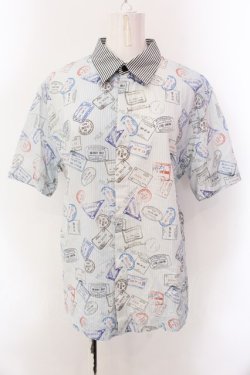 画像1: MILKBOY / STAMP グラデーション半袖シャツ  サックス O-25-02-18-009-MB-BL-IG-ZY