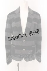 MILKBOY / シャギーボーダーブレザージャケット S グレー×ブラック O-25-02-18-014-MB-JA-IG-OS