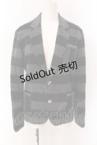 MILKBOY / シャギーボーダーブレザージャケット S グレー×ブラック O-25-02-18-014-MB-JA-IG-OS