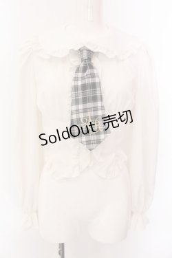 画像1: Ank Rouge / ネクタイウエストきゅ!!プリンセスブラウス M シロ O-25-02-18-024-CA-BL-OW-OS