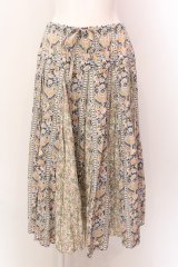 Jane Marple Dans Le Salon / Von trapp & Maria gored skirt M ブルー×キナリ O-25-02-19-036-JM-SK-OW-ZT232