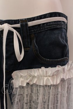 画像2: lilLilly / リメイクチュールデニムパンツ  インディゴ×シロ O-25-02-19-1005-LO-PA-OW-ZT090