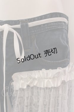 画像2: lilLilly / リメイクチュールデニムパンツ  インディゴ×シロ O-25-02-19-1005-LO-PA-OW-ZT090