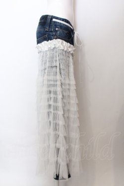 画像3: lilLilly / リメイクチュールデニムパンツ  インディゴ×シロ O-25-02-19-1005-LO-PA-OW-ZT090