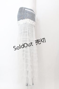 画像3: lilLilly / リメイクチュールデニムパンツ  インディゴ×シロ O-25-02-19-1005-LO-PA-OW-ZT090