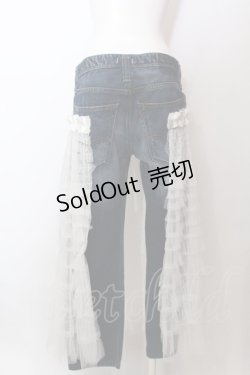 画像4: lilLilly / リメイクチュールデニムパンツ  インディゴ×シロ O-25-02-19-1005-LO-PA-OW-ZT090