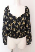 axes femme / 花柄ボリューム袖ブラウス M クロ O-25-02-19-1056-AX-BL-OW-ZT050