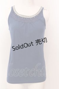 axes femme / スパンコール配色タンクトップ M ブルー O-25-02-19-1057-AX-TO-IG-OS