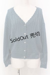 axes femme / 透かし編みニットカーディガン F Bグリーン O-25-02-19-1058-AX-TO-IG-OS
