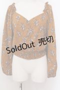 axes femme / 花柄ボリューム袖ブラウス M オレンジ系 O-25-02-19-1071-AX-BL-OW-ZT049