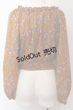 画像3: axes femme / 花柄ボリューム袖ブラウス M オレンジ系 O-25-02-19-1071-AX-BL-OW-ZT049