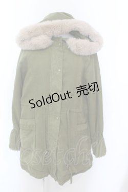 画像1: axes femme / フード付ミドル丈モッズコート M グリーン O-25-02-19-1076-AX-CO-OW-ZT-C040