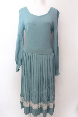 画像1: axes femme POETIQUE / バックデザインニットワンピース M グリーン O-25-02-19-1085-AX-OP-IG-ZT023