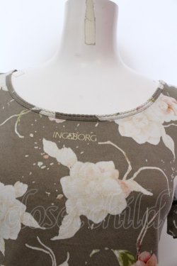 画像2: INGEBORG / フラワー総柄ロゴTシャツ S グレージュ O-25-02-19-1009-LO-TS-YM-ZT089
