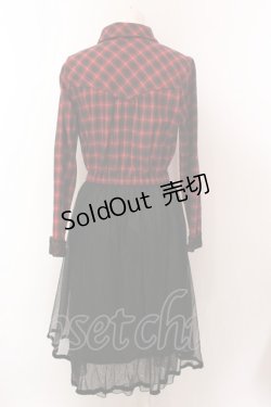 画像3: axes femme / チェック柄ドッキングワンピース M アカ×クロ O-25-02-19-1094-AX-OP-IG-OS