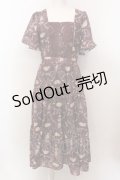 axes femme / レーヌローズ柄ワンピース M ブラウン O-25-02-19-1095-AX-OP-OW-OS
