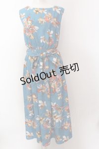 axes femme / ベルト付花柄JQシフォンワンピース F ブルー O-25-02-19-1101-AX-OP-IG-OS