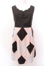 画像1: 【SALE】F i.n.t / ダイヤ柄パッチワークワンピ  ブラウン O-25-02-19-1114-CA-OP-SZ-ZT077 (1)