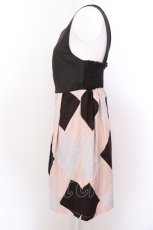 画像2: 【SALE】F i.n.t / ダイヤ柄パッチワークワンピ  ブラウン O-25-02-19-1114-CA-OP-SZ-ZT077 (2)