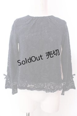 画像1: an another angelus / 総レースノーカラープルオーバーブラウス F ネイビー O-25-02-19-1119-CA-BL-OW-ZT052