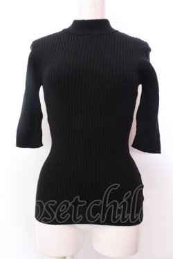 画像1: FA（Fi.n.t） / バックリボンリブニット半袖プルオーバー F クロ O-25-02-19-1125-LO-TO-OW-ZT180
