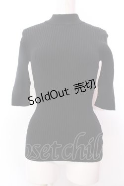 画像1: FA（Fi.n.t） / バックリボンリブニット半袖プルオーバー F クロ O-25-02-19-1125-LO-TO-OW-ZT180