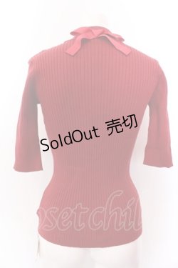 画像2: FA（Fi.n.t） / バックリボンリブニット半袖プルオーバー F アカ O-25-02-19-1129-LO-TO-OW-ZT180