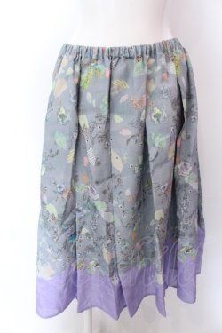 画像1: Franche Lippee / ユニコーン柄スカート M グレー O-25-02-19-1134-LO-SK-IG-ZT181