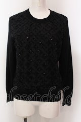 INGEBORG / リボン＆スパンコール刺繍ニット 3（9号相当） クロ O-25-02-19-1140-LO-TO-IG-ZT157