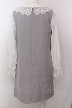 画像4: evelyn / 袖シフォンワンピース M グレー O-25-02-19-1022-LO-OP-OW-ZT091