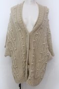 Franche Lippee / 麻混柄編みラメニットカーディガン M ベージュ O-25-02-19-1025-LO-TO-OW-ZT078
