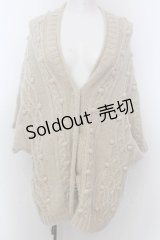 Franche Lippee / 麻混柄編みラメニットカーディガン M ベージュ O-25-02-19-1025-LO-TO-OW-ZT078