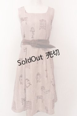 画像1: Fi.n.t / ベルト付きクローゼット柄ワンピース F ピンクベージュ O-25-02-19-1030-CA-OP-SZ-ZT079