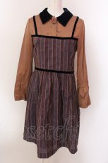 画像1: 【SALE】Jane Marple / ヴィンテージストライプのワンピース M ブラウン O-25-02-19-008-JM-OP-IG-ZT232 (1)