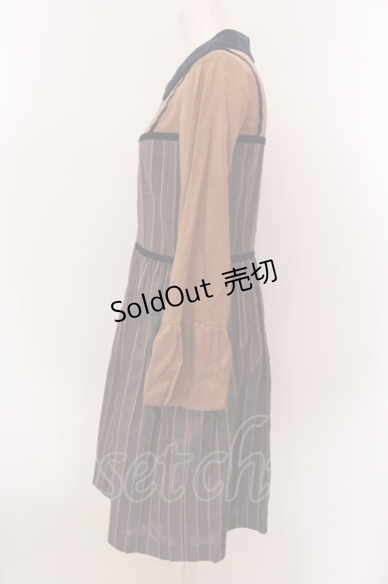 画像3: 【SALE】Jane Marple / ヴィンテージストライプのワンピース M ブラウン O-25-02-19-008-JM-OP-IG-ZT232 (3)