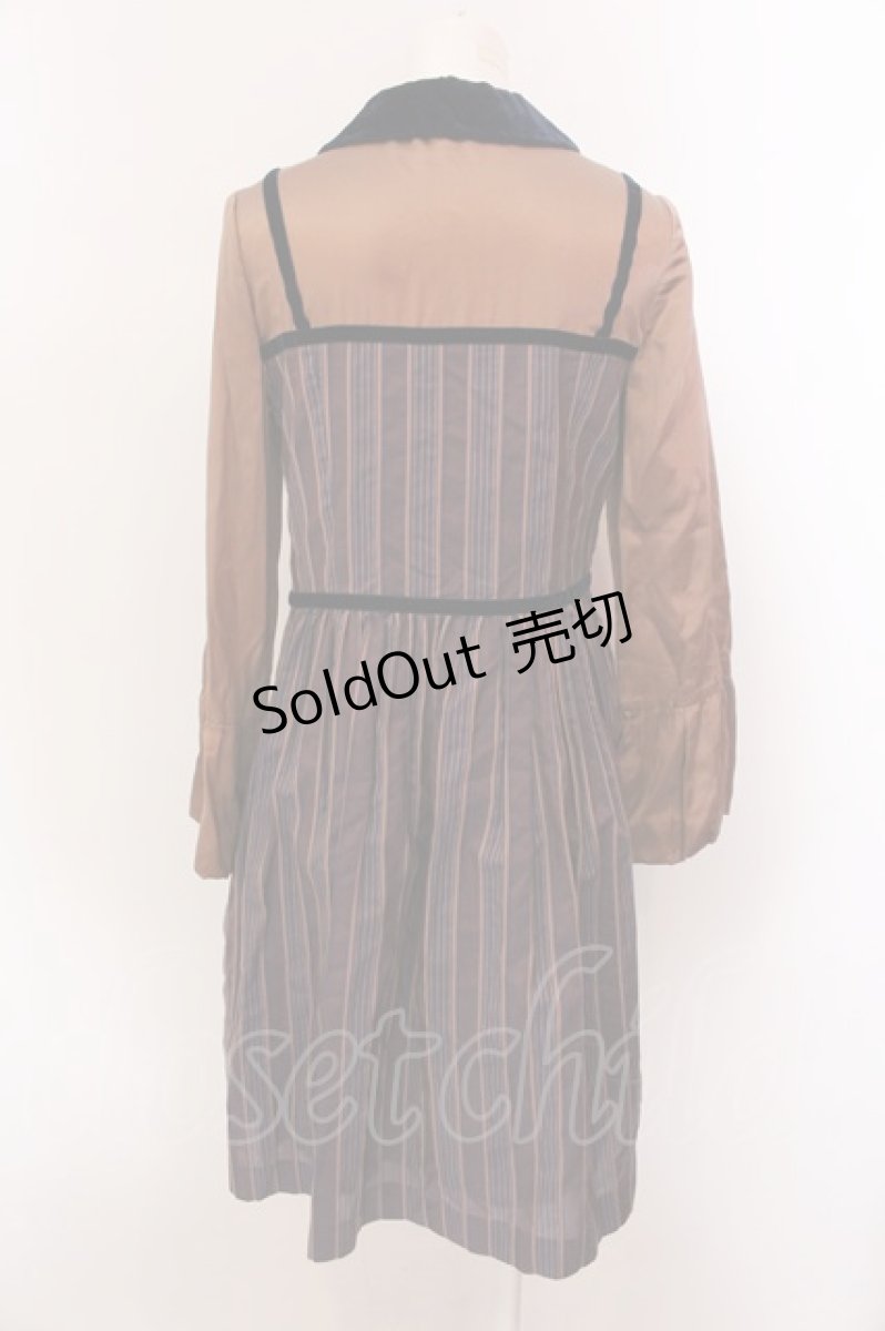画像4: 【SALE】Jane Marple / ヴィンテージストライプのワンピース M ブラウン O-25-02-19-008-JM-OP-IG-ZT232 (4)