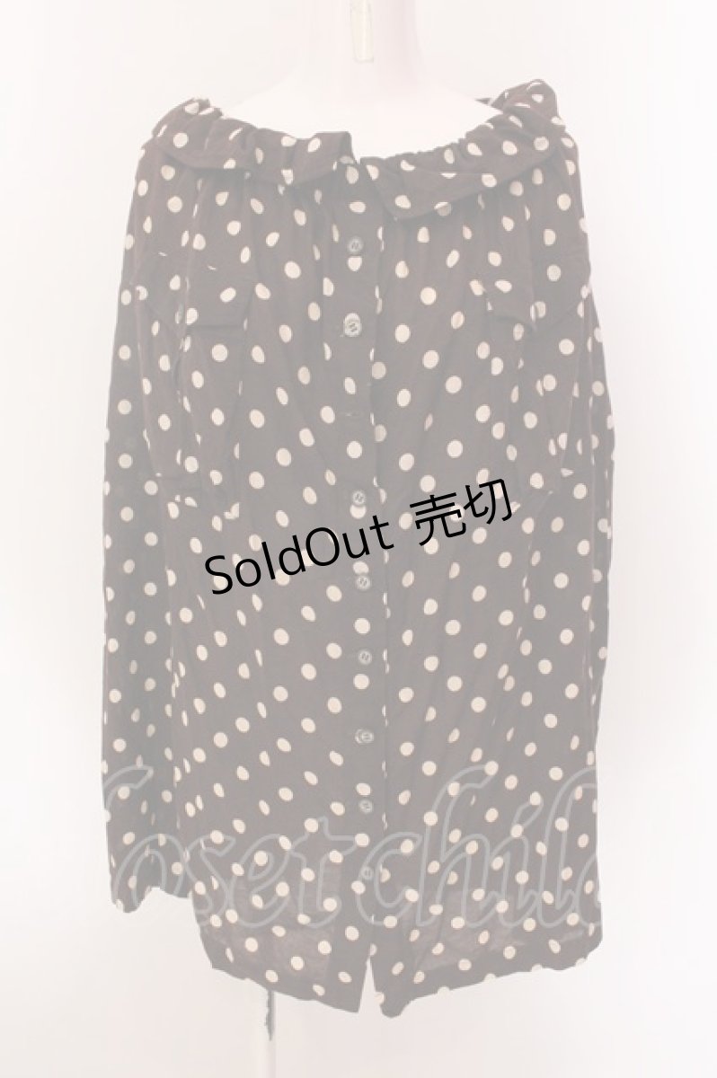 画像1: 【SALE】Jane Marple Dans Le Salon / ギャザーネックドットブラウス M ブラウン O-25-02-19-011-JM-BL-IG-ZT005 (1)