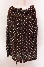 画像1: 【SALE】Jane Marple Dans Le Salon / ギャザーネックドットブラウス M ブラウン O-25-02-19-011-JM-BL-IG-ZT005 (1)