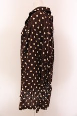 画像2: 【SALE】Jane Marple Dans Le Salon / ギャザーネックドットブラウス M ブラウン O-25-02-19-011-JM-BL-IG-ZT005 (2)