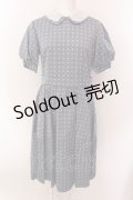 Jane Marple / ドットジャガードのコクーンドレス M ブルー O-25-02-19-012-JM-OP-OW-ZS