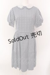 Jane Marple / ドットジャガードのコクーンドレス M ブルー O-25-02-19-012-JM-OP-OW-ZS