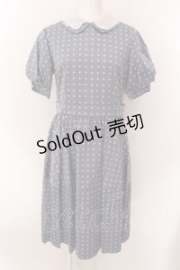Jane Marple / ドットジャガードのコクーンドレス M ブルー O-25-02-19-012-JM-OP-OW-ZS