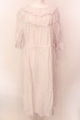 Jane Marple Dans Le Salon / Vintage pattern clothエンパイアドレス M シロ O-25-02-19-018-JM-OP-OW-ZS