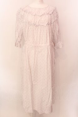 画像1: Jane Marple Dans Le Salon / Vintage pattern clothエンパイアドレス M シロ O-25-02-19-018-JM-OP-OW-ZS