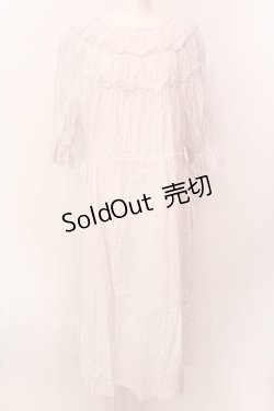 画像1: Jane Marple Dans Le Salon / Vintage pattern clothエンパイアドレス M シロ O-25-02-19-018-JM-OP-OW-ZS