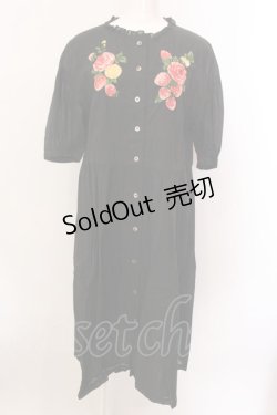 画像1: Jane Marple Dans Le Salon / Strawberry embroidery dress M クロ O-25-02-19-021-JM-OP-IG-ZS
